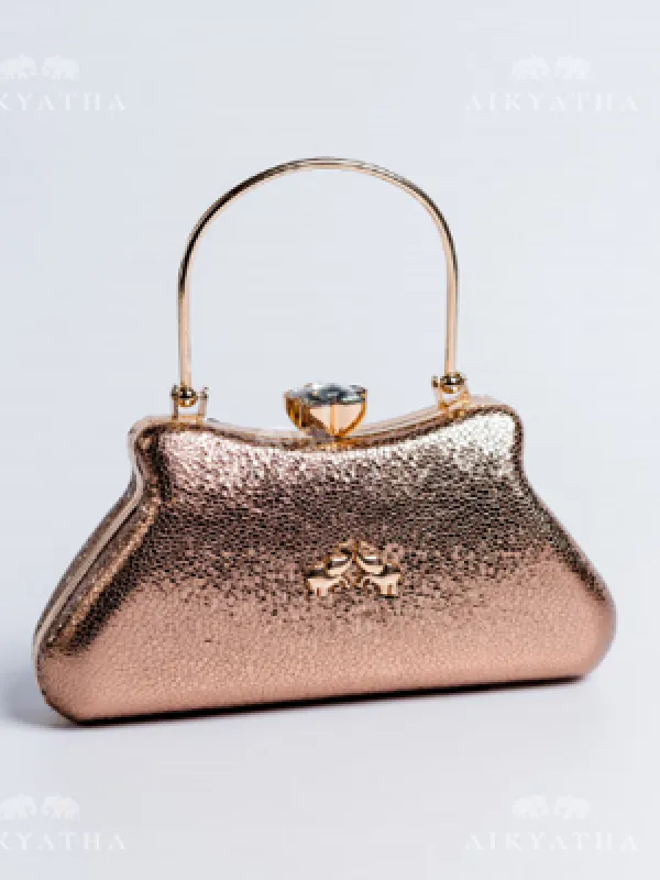 Aikyatha Gold Copper Leather Clutch - 0033N600190031