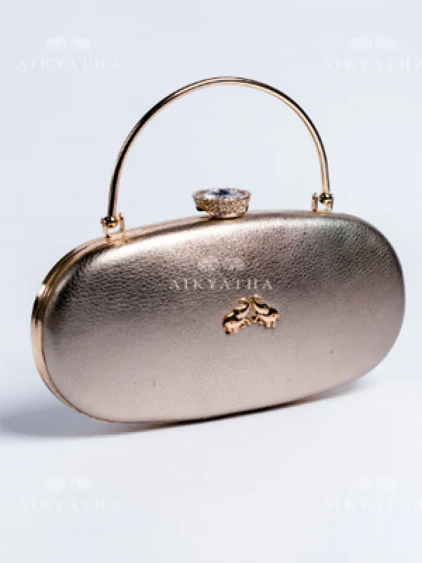 Aikyatha Gold Leather Clutch - 0033N600190030