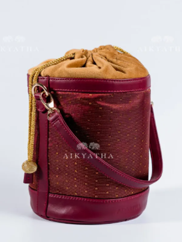 Aikyatha Maroon Kanjivaram Potli - 0033N600191028