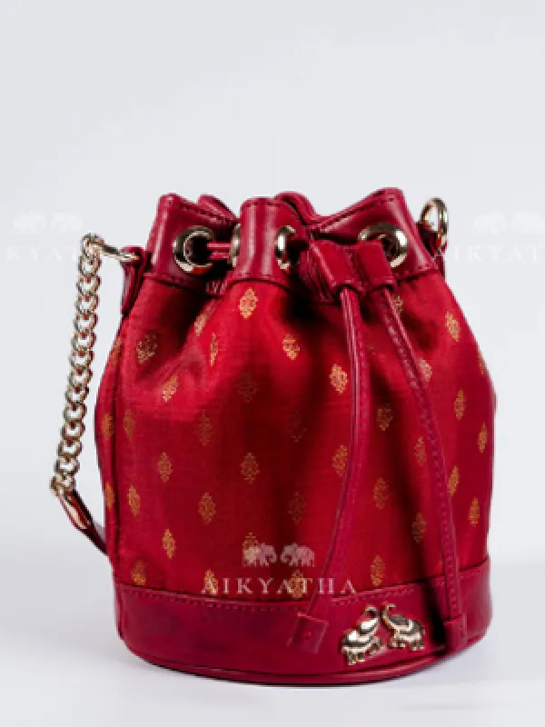Aikyatha Maroon Kanjivaram Potli - 0033N600228028