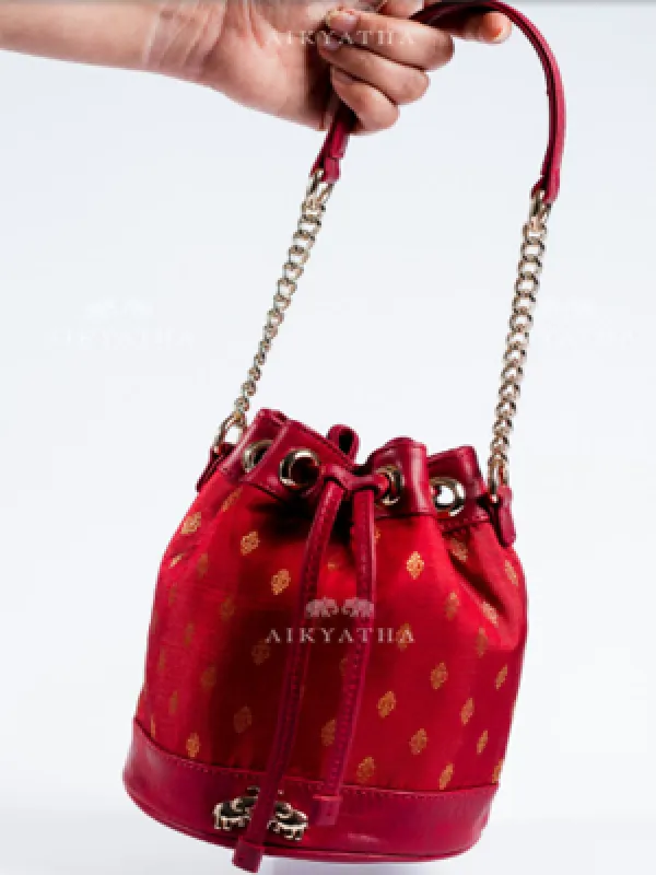 Aikyatha Maroon Kanjivaram Potli - 0033N600228028