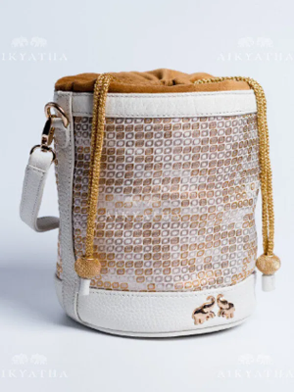 Aikyatha Off - white Banarasi Potli - 0033N600191012