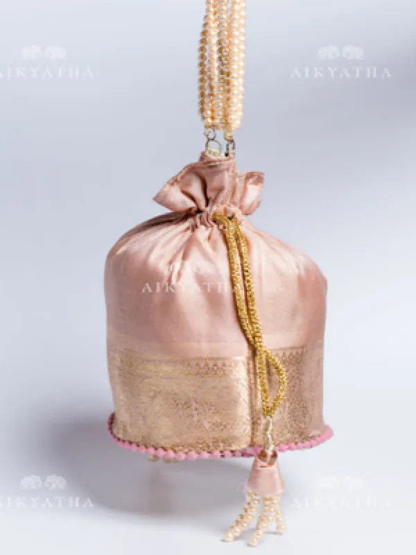 Aikyatha Pink Silk Potli - 0029N600543007