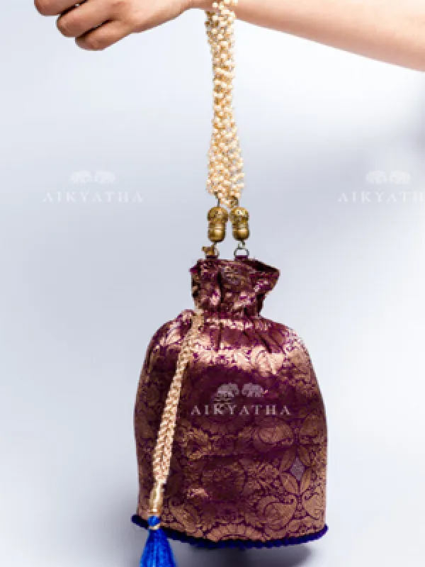 Aikyatha Purple Banarasi Potli - 0033N600331001