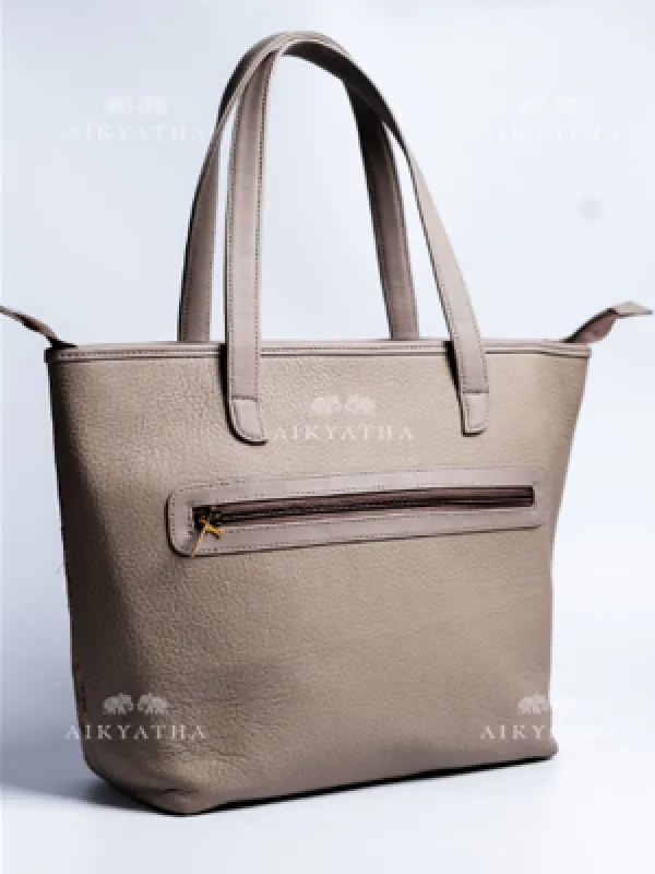 Aikyatha Silk Grey Tote - 0033N600313051