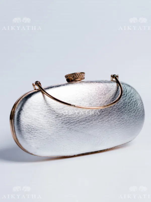Aikyatha Silver Leather Clutch - 0033N600190026