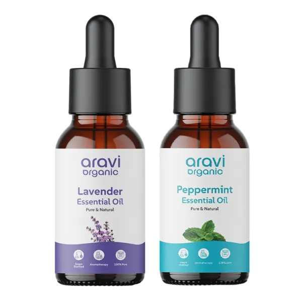 Aravi Organic 100% Pure Lavender And Peppermint Essential Oil