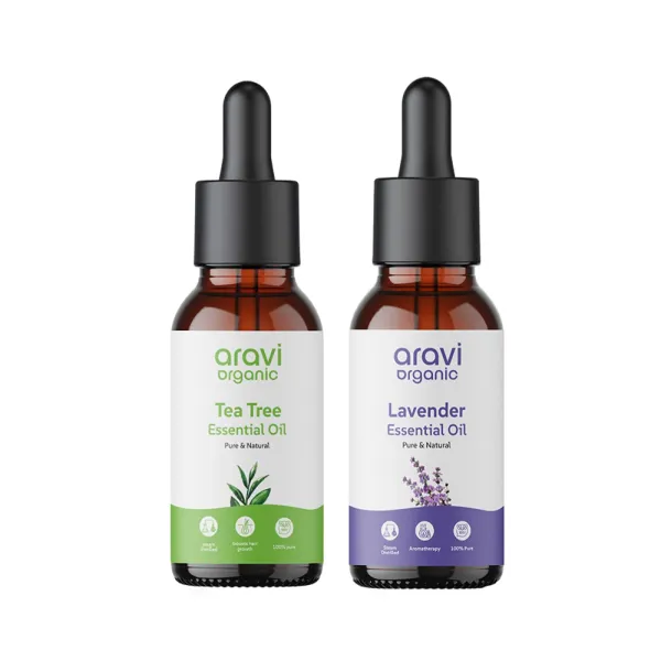Aravi Organic 100% Pure Tea Tree And Lavender Essential Oil