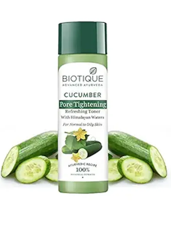 Biotique Cucumber Pore Tightening Toner| Ayurvedic and Organically Pure| Maintains Skin’s Natural pH |100% Botanical Extracts| Suitable for Normal & Oily Skin Types| 120mL