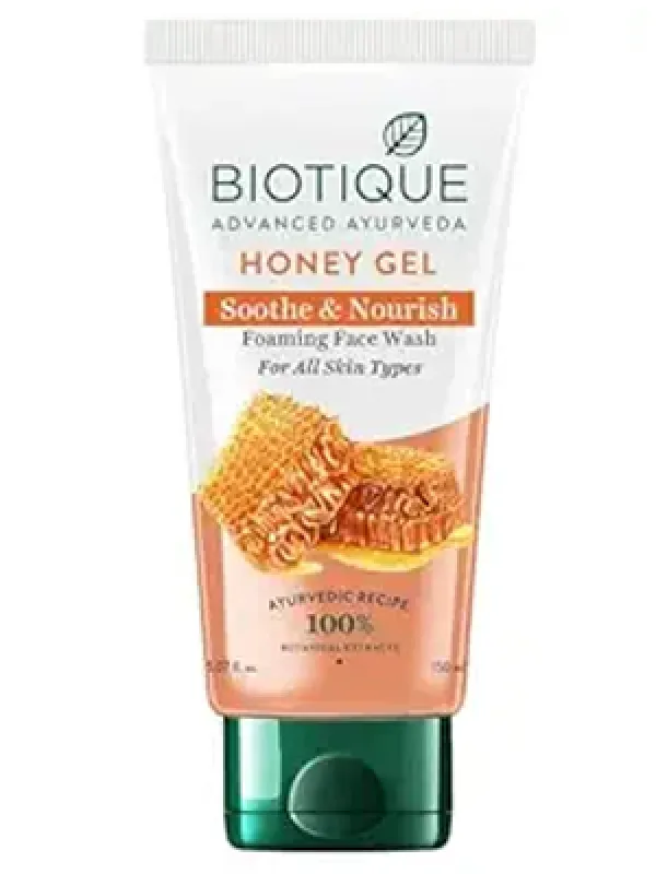 Biotique Honey Gel Soothe & Nourish Foaming Face wash | Soap Free Formula | Reduce Dryness | 100% Botanical Extracts | Suitable for All Skin Types | 150ml