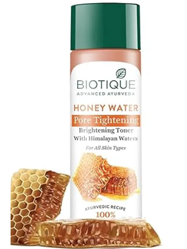 Biotique Honey Water Pore Tightening Brightening Toner with Himalayan Waters |Maintains pH Balance| Moisturized and Hydrated Skin | |100% Botanical Extracts| Suitable for All Skin Types | 120ml