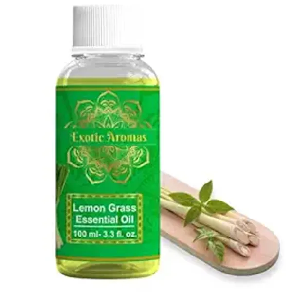 Exotic Aromas Lemongrass Essential Oil for Aroma Therapy, Stress Relief, Hair, Skin & Sleep