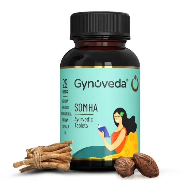 Gynoveda Vaginal Discharge Relief|No More Itching, Smell, Milky, Watery, Thick Discharge Before After Periods | Somha Anti Fungal Ayurvedic Tablets|1 Bottle, 120 Ayurvedic Tablets