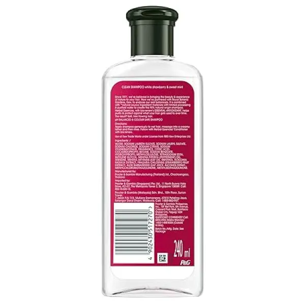 Herbal Essences White Strawberry & Sweet Mint SHAMPOO- For Cleansing and Volume - No Paraben, No Colorants, 240 ML