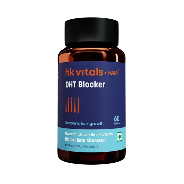 hk vitals DHT Blocker with Biotin (60 Tablets) | Stinging Nettle and Soya Protein | Helps Reduce Hair Fall, Stimulates Hair Growth