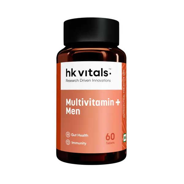 hk vitals Multivitamin Plus Men, 60 Tablets | Daily Multivitamin for Men, For Energy, Stamina, Immunity, Gut, Heart, Bone & Muscle Health