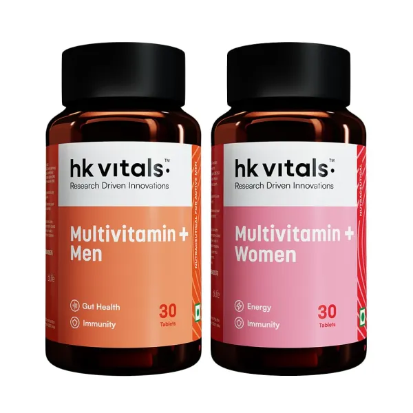 hk vitals Multivitamin Plus Women & Men (2x30 Tablets) Combo Pack | For Energy, Immunity, Gut, Heart, Joints & Skin Health