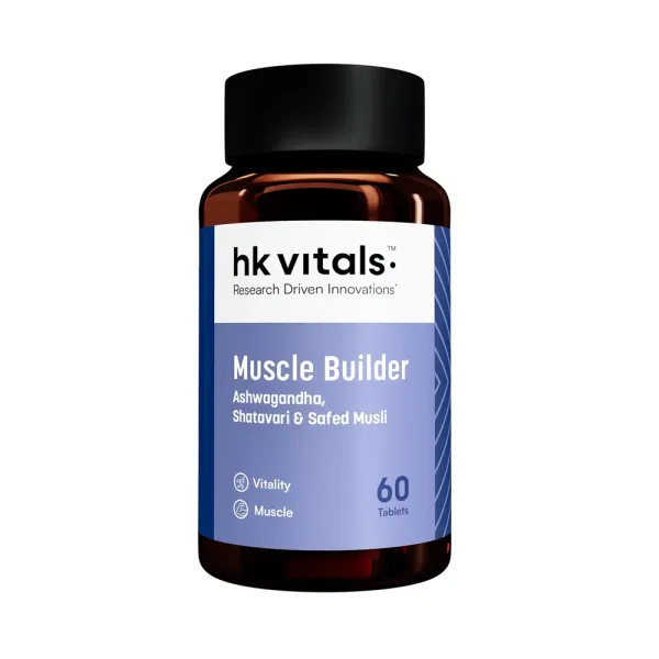 hk vitals Muscle Builder (60 Tablets) | Blend of Ashwagandha, Shatavari and Safed Musli | For Immunity, Muscle Strength and Vitality