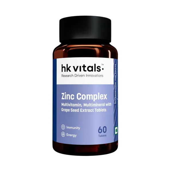 hk vitals Zinc Supplements (60 Tablets) | With Vitamin C, Vitamin D3, Multivitamin and Multimineral | Immunity Boosters For Adults