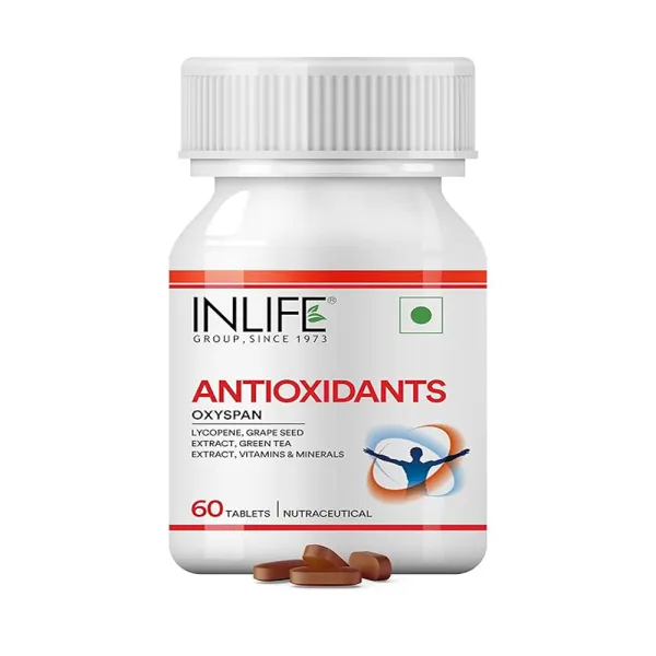 Inlife  Antioxidants Supplements | Lycopene Grape Seed Extract Green Tea Extract | 60 Tablets (Pack of 1, 60)