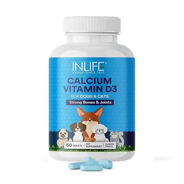 Inlife Calcium Tablets for Dogs Cats and Pets with Vitamin D3 | Calcium Carbonate Supplement