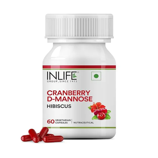 Inlife Cranberry Capsules | D-Mannose Hibiscus Extract | Health Supplement | Men Women - 60 Vegetarian Capsules (Pack of 1, 60)