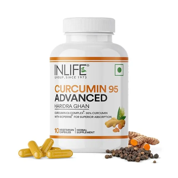 Inlife Curcumin C3 Complex (95% Curcuminoids) 500 mg Turmeric with BioPerine (Piperine) Extract Supplement 5 mg - 60 Capsules (Pack of 1)