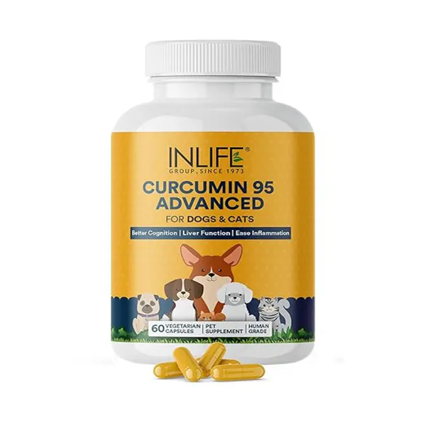 Inlife Curcumin with Piperine for Dogs Cats and Pets- 95% Curcuminoids