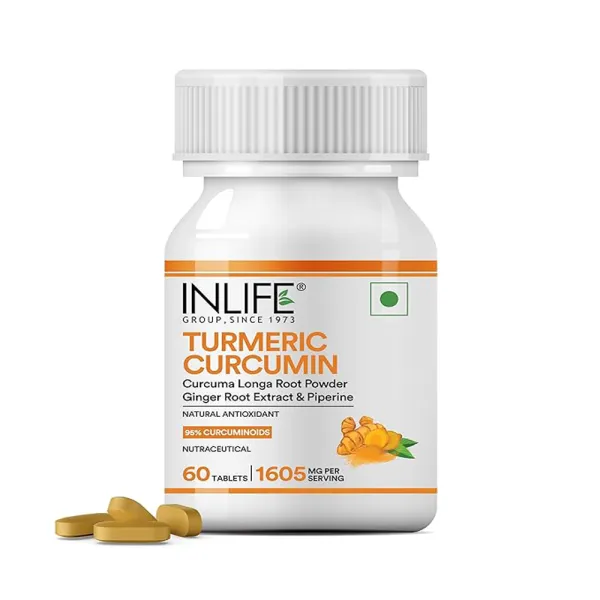 Inlife Curcumin Tablets with Piperine | 95% Curcuminoids with Curcuma Longa Root Powder | Turmeric & Ginger Extract, 1605mg - 60 Tablets (Pack of 1)