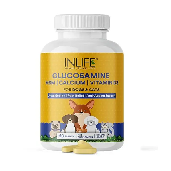 Inlife Glucosamine Tablets for Dogs & Cats | with MSM Calcium & Vitamin D3