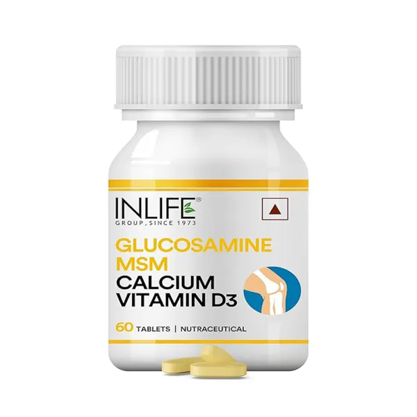 Inlife Glucosamine Tablets | With MSM Calcium & Vitamin D3 | Supplement - 60 Tablets (Pack of 1, 60)