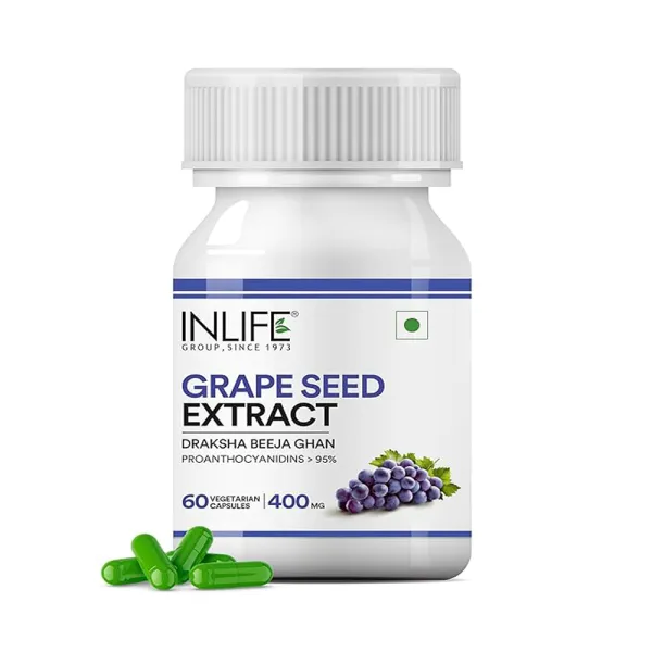 Inlife Grape Seed Extract (Proanthocyanidins > 95%) Antioxidant, 400 mg