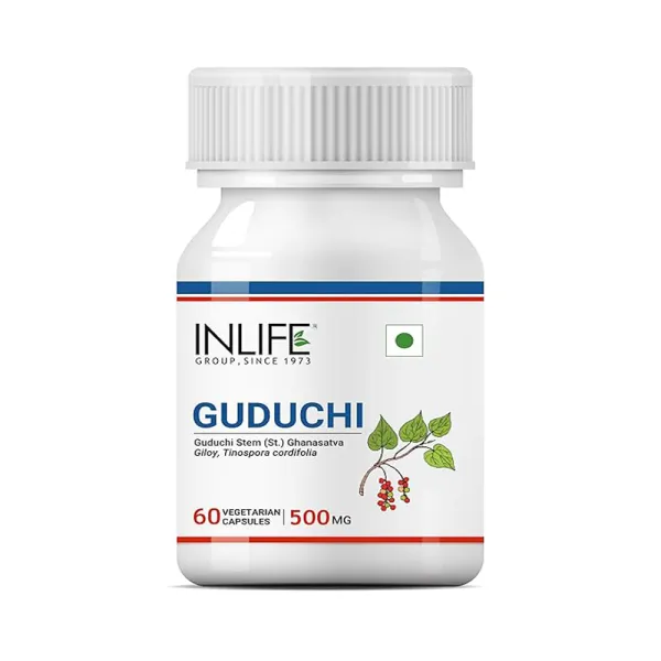 Inlife Guduchi Capsules 500mg | Giloy Supplement | Stem Extract | Ayurveda – 60 Vegetarian Capsules