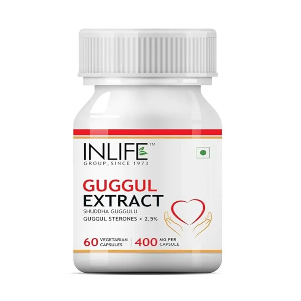 Inlife Guggul Extract with 2. 5% Guggul Sterones Supplement, 400 Mg - 60 Vegetarian Capsules (Pack of 1)