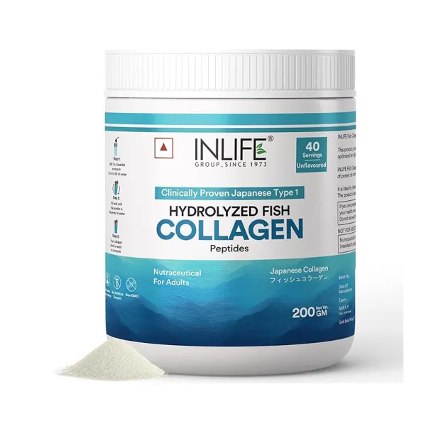 Inlife Japanese Marine Collagen Supplements | Clinically Proven Ingredient | Hydrolysed Fish Collagen powder| for Women & Men (Unflavoured)