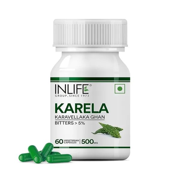 Inlife Karela Capsules 500mg | Extract - Ayurvedic Herbal Supplement| 60 Vegetarian Capsules (Pack of 1)