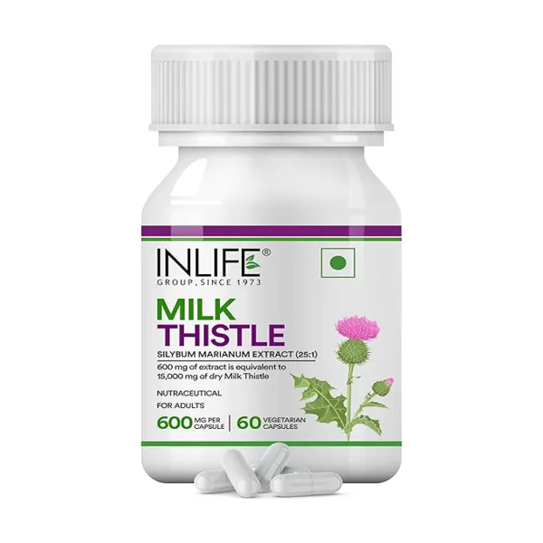 Inlife Milk Thistle Extract 600mg Capsules | Silybum Marianum | Rich in Antioxidants | Men and Women