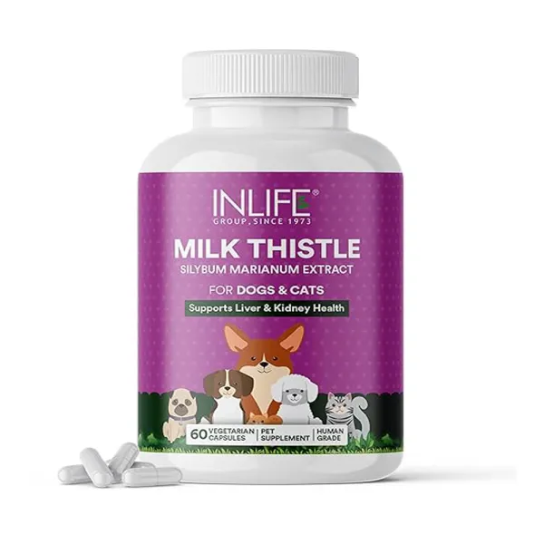 Inlife  Milk Thistle Capsules for Dogs & Cats | 400mg - 60 Vegetarian Capsules