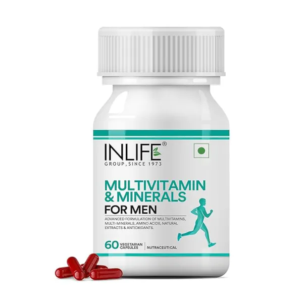 INLIFE Multivitamin for Men with Biotin Ginseng Ashwagandha Zinc Magnesium Vitamin D3 B12 & Minerals Amino Acids Antioxidants | 60 Capsules (Pack of 1, 60) (Pack of 1)