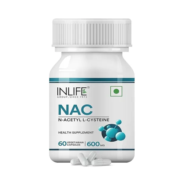 Inlife N Acetyl Cysteine NAC Supplement 600mg | Antioxidant Support for Smokers | Men Women - 60 Vegetarian Capsules (Pack of 1)