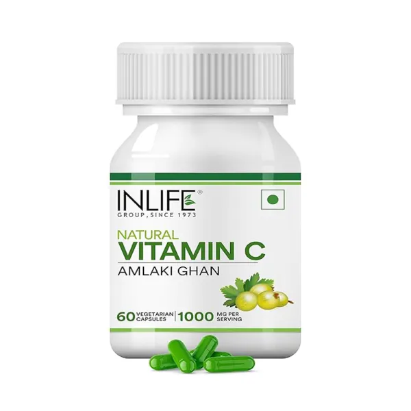 Inlife Natural Vitamin C Amla Extract Supplement | for Men and Women - 60 Vegetarian Capsules (Pack of 1, 60)