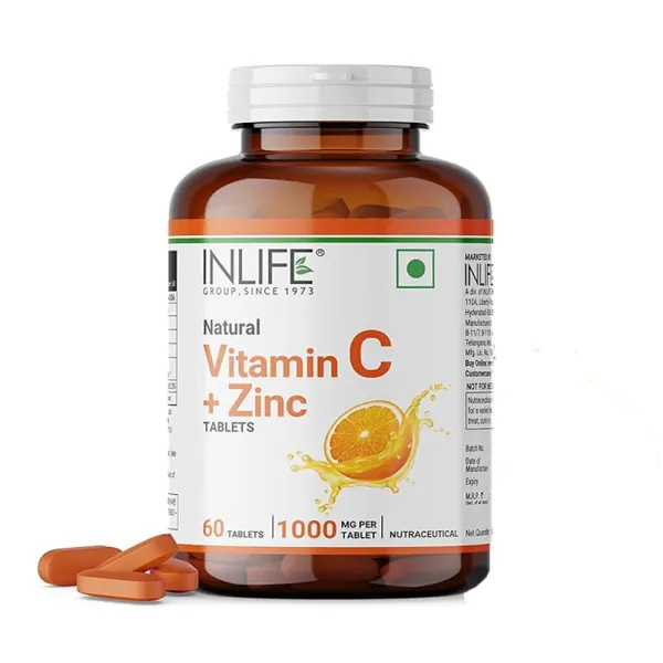 Inlife Natural Vitamin C Amla Extract supplement| 60 Veg Tablets (Pack of 1, 60)