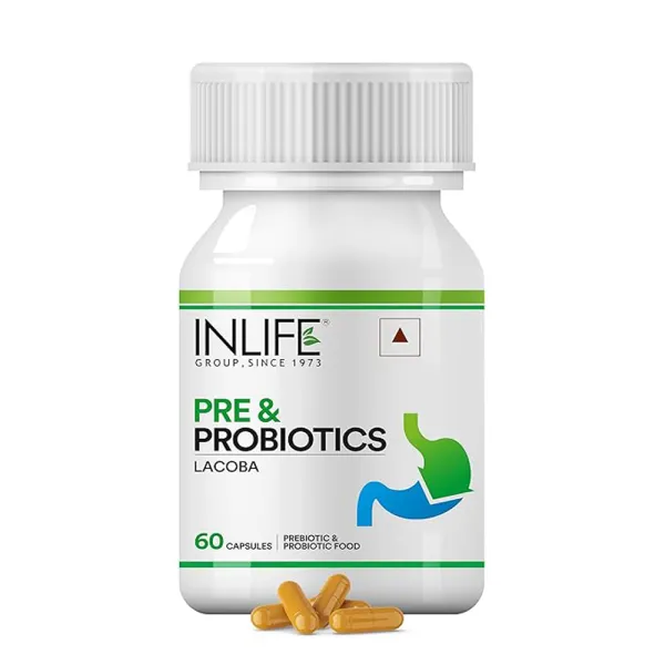 Inlife Prebiotics and Probiotics Supplement for Gut Health | Lactobacillus Acidophilus, Rhamnosus, Bifidobacterium Bifidus, Longum & Saccharomyces Boulardi | Pre Pro For Men Women - 60 Capsules (Pack of 1, 60)