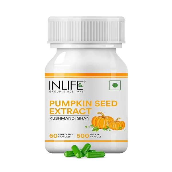 Inlife Pumpkin Seed Extract Supplement, 500 mg - 60 Vegetarian Capsules (Pack of 1)