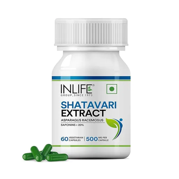Inlife Shatavari Capsule for Women 500mg | Saponins > 20% | Herbal Supplement