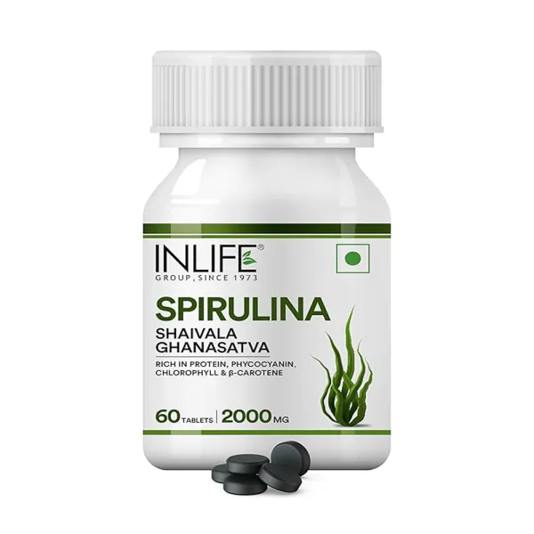 Inlife  Spirulina Tablets 2000 mg (per serving) | Green Superfood Supplement | Nutritional Supplement Protein Fiber Antioxidants