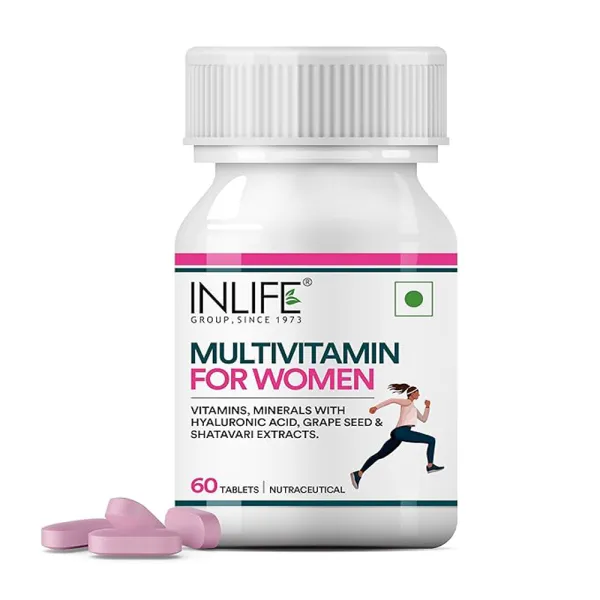 INLIFE Women's Multivitamin Tablets | 60 Tablets | Enriched with Zinc, Vitamin C, Vitamin D, and Essential Multiminerals (Pack of 1)