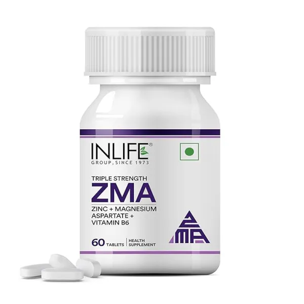 Inlife ZMA (Zinc Magnesium Aspartate & Vitamin B6) For Men And Women | 60 Tablets (Pack of 1)