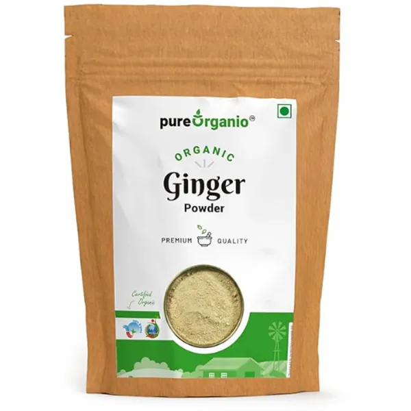 Pure Organio Ginger Powder Organic Dry Ginger Powder Saunth Ground Sonth Hand Pounded For Cooking Baking & Tea - 200 Gm