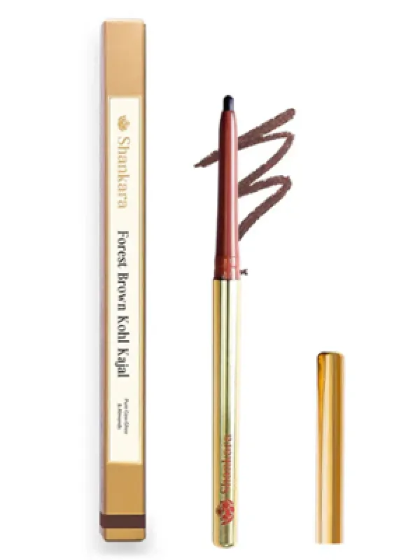 Shankara Forest Brown Kohl Kajal | Rich, Creamy Texture with Matte Finish | 12-Hour Long Stay Waterproof Formula | A2 Ghee, Sweet Almonds, Coconut Oil | Preservative-Free | Full Coverage | 0.3g